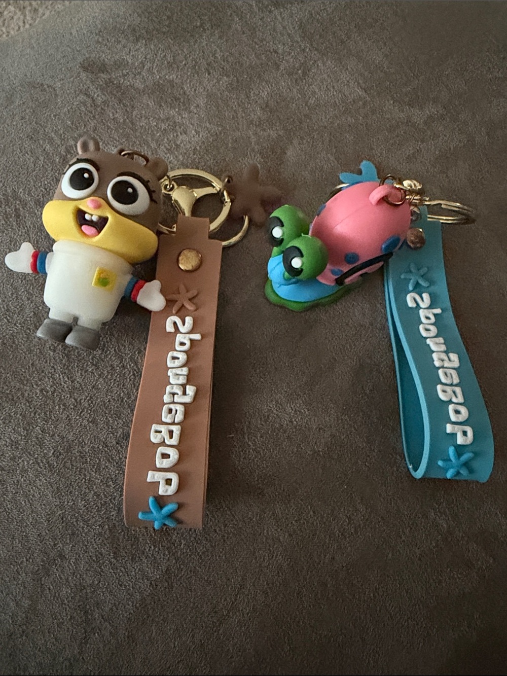 Cute Character Keychain Set with Brown and Pink Animal Charms B17